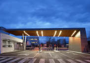 Entrance plateau and porter for the pharmaceutical company  Lek (Sandoz Novartis group) at the Mengeš production site