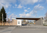 Entrance plateau and porter for the pharmaceutical company  Lek (Sandoz Novartis group) at the Mengeš production site