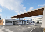 Entrance plateau and porter for the pharmaceutical company  Lek (Sandoz Novartis group) at the Mengeš production site