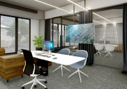 Interier in notranja oprema pisarniških prostorov v poslovnem centru Gabrijel Aluminium