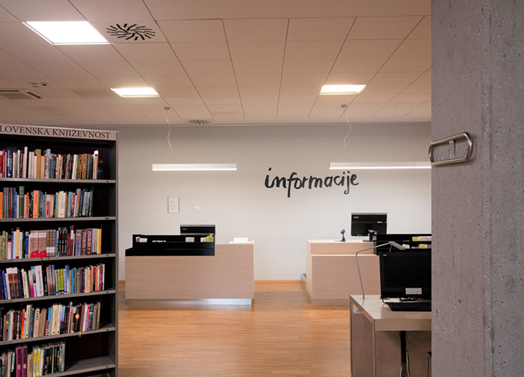 Concept and detailed design of the reception desk at the KRANJ CITY LIBRARY - 