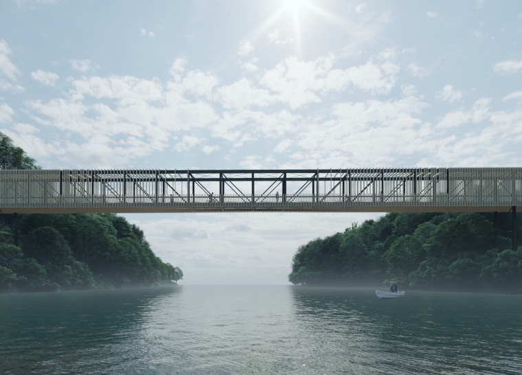 Cycling bridge across Sava river - 