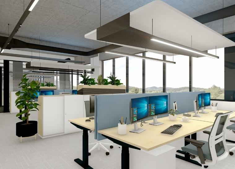 Interier in notranja oprema pisarniških prostorov v poslovnem centru Gabrijel Aluminium - 