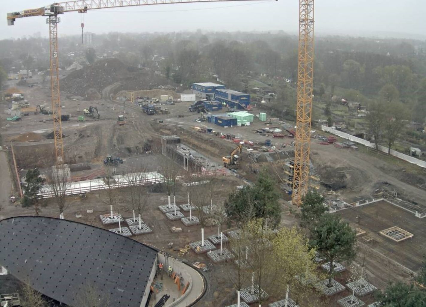 Poslovni stavbi v Parku Wilo, Dortmund - gradbišče - April 2022