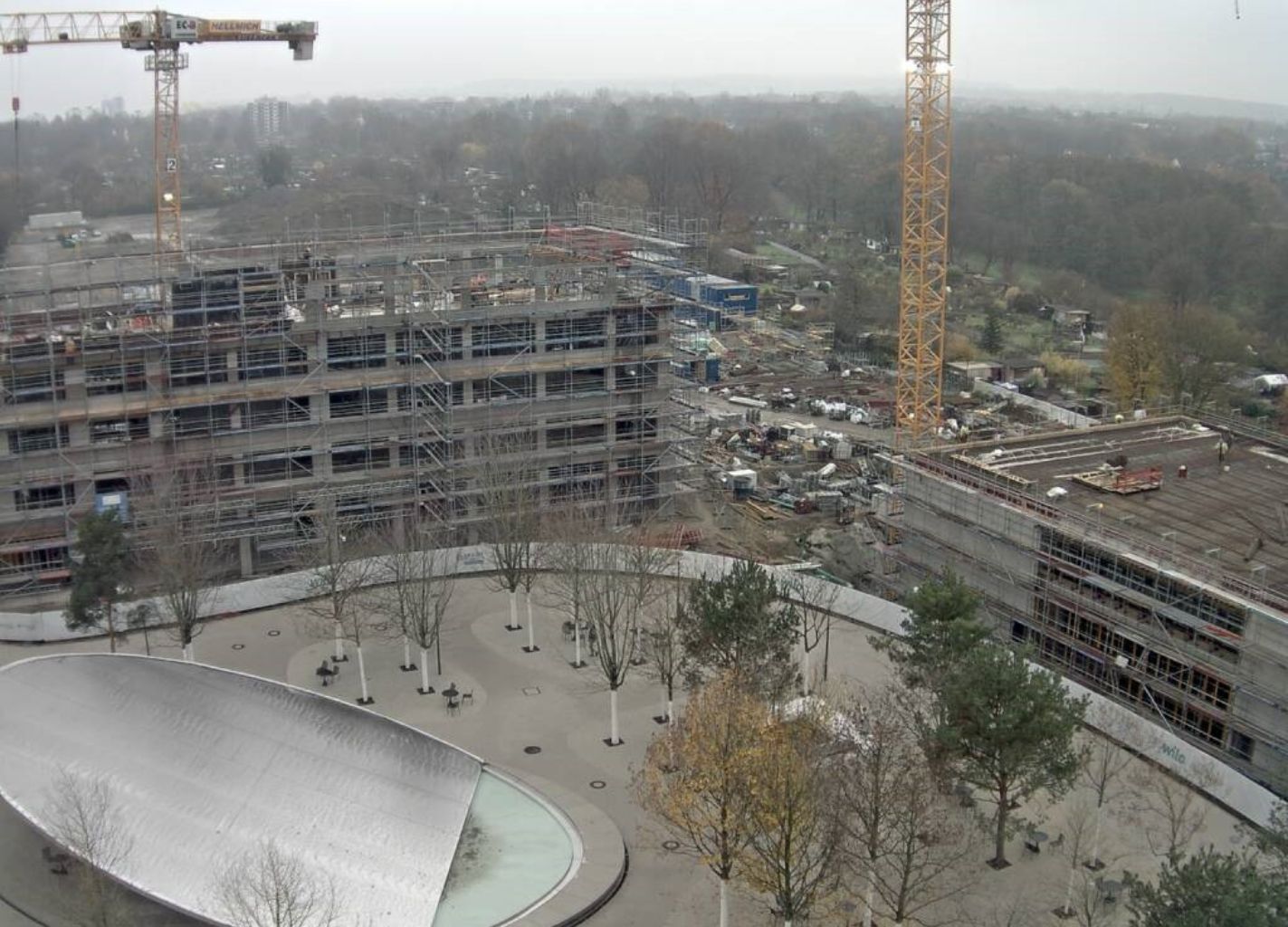 Poslovni stavbi v Parku Wilo, Dortmund - gradbišče - December 2022